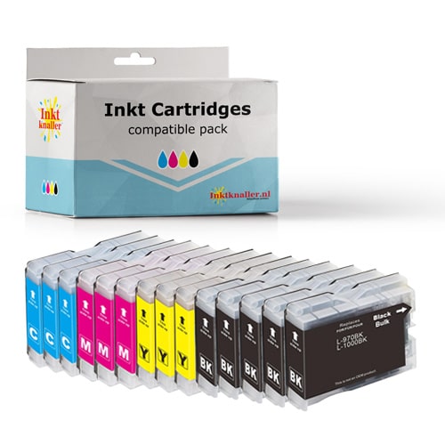 Compatible voor Brother LC-970  TRIO PACK 12 inktcartridges + 2 zwart extra - inktknaller