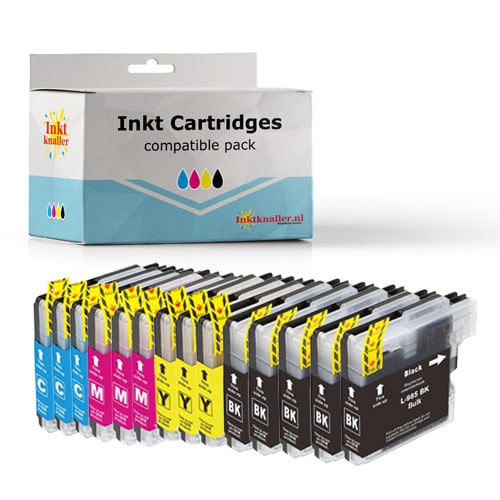 Compatible voor Brother LC-985 TRIO PACK 12 cartridges  + 2 zwart extra - inktknaller