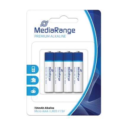 MediaRange AAA - 4 Batterijen Premium Alkaline - LR03 - 1.5V