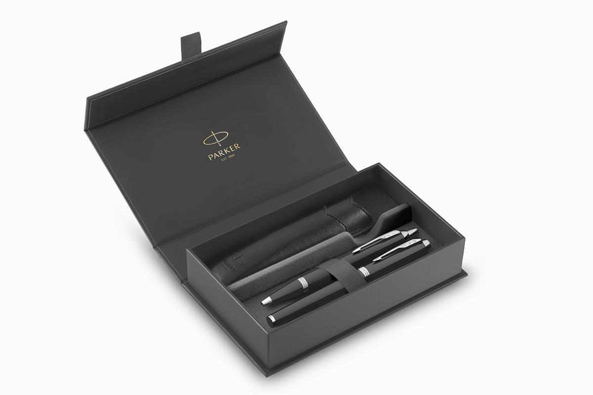 Parker IM vulpen en balpen, duoset, giftbox en etui, zwart