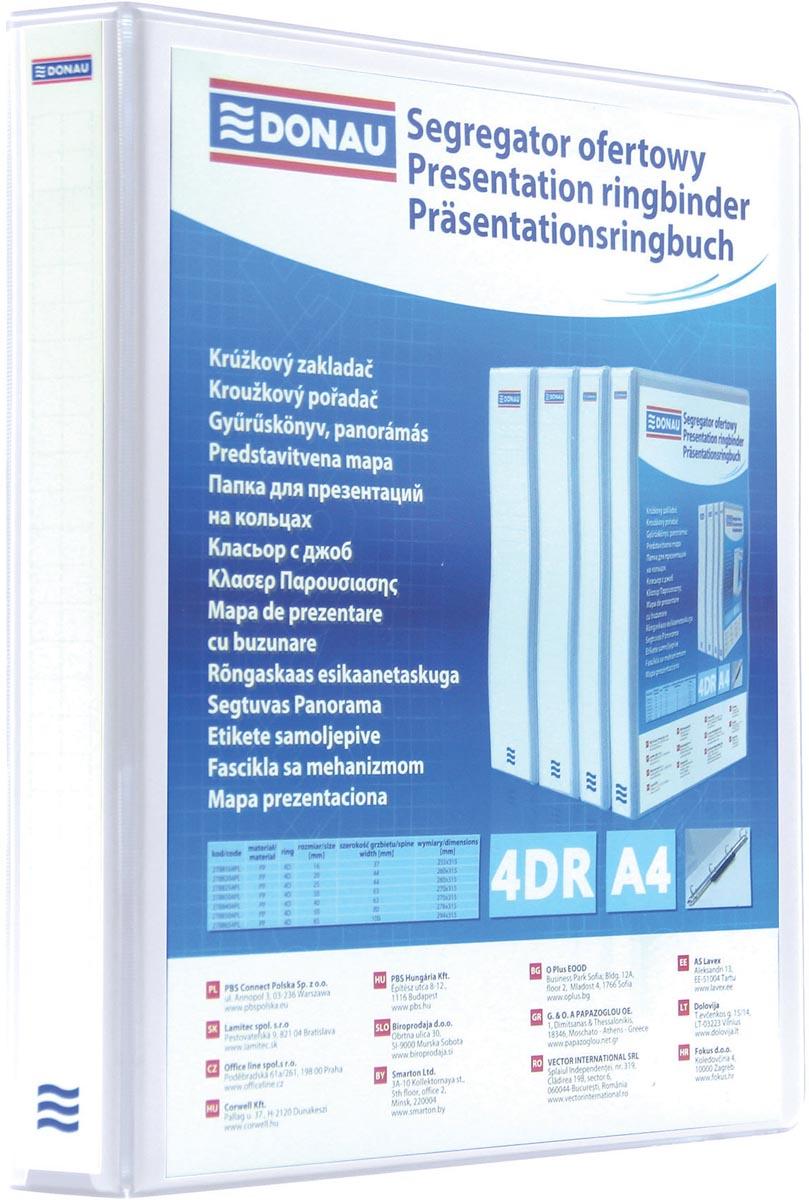 DONAU personaliseerbare ringmap, PP, ft A4, 4 D-ringen van 20 mm, wit