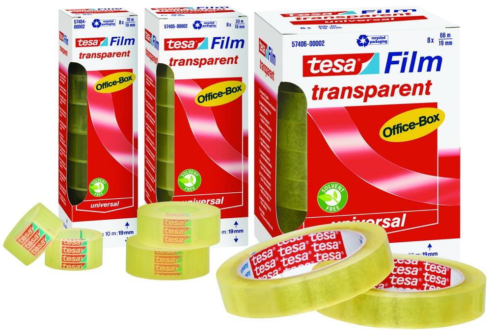 Tesafilm transparante tape, ft 19 mm x 10 m, 8 rolletjes