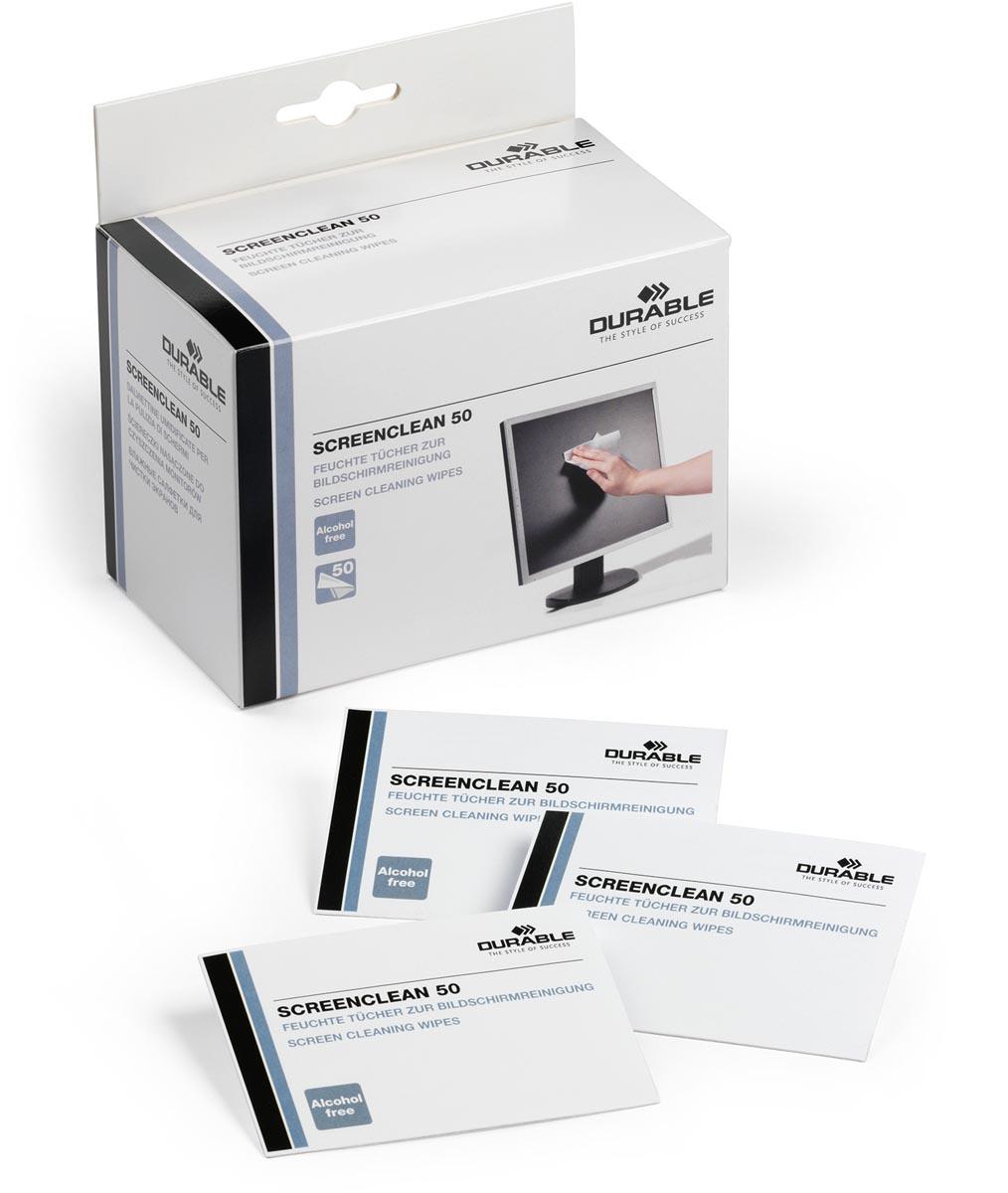 Durable Screenclean reinigingsdoekjes, doosje van 50 stuks