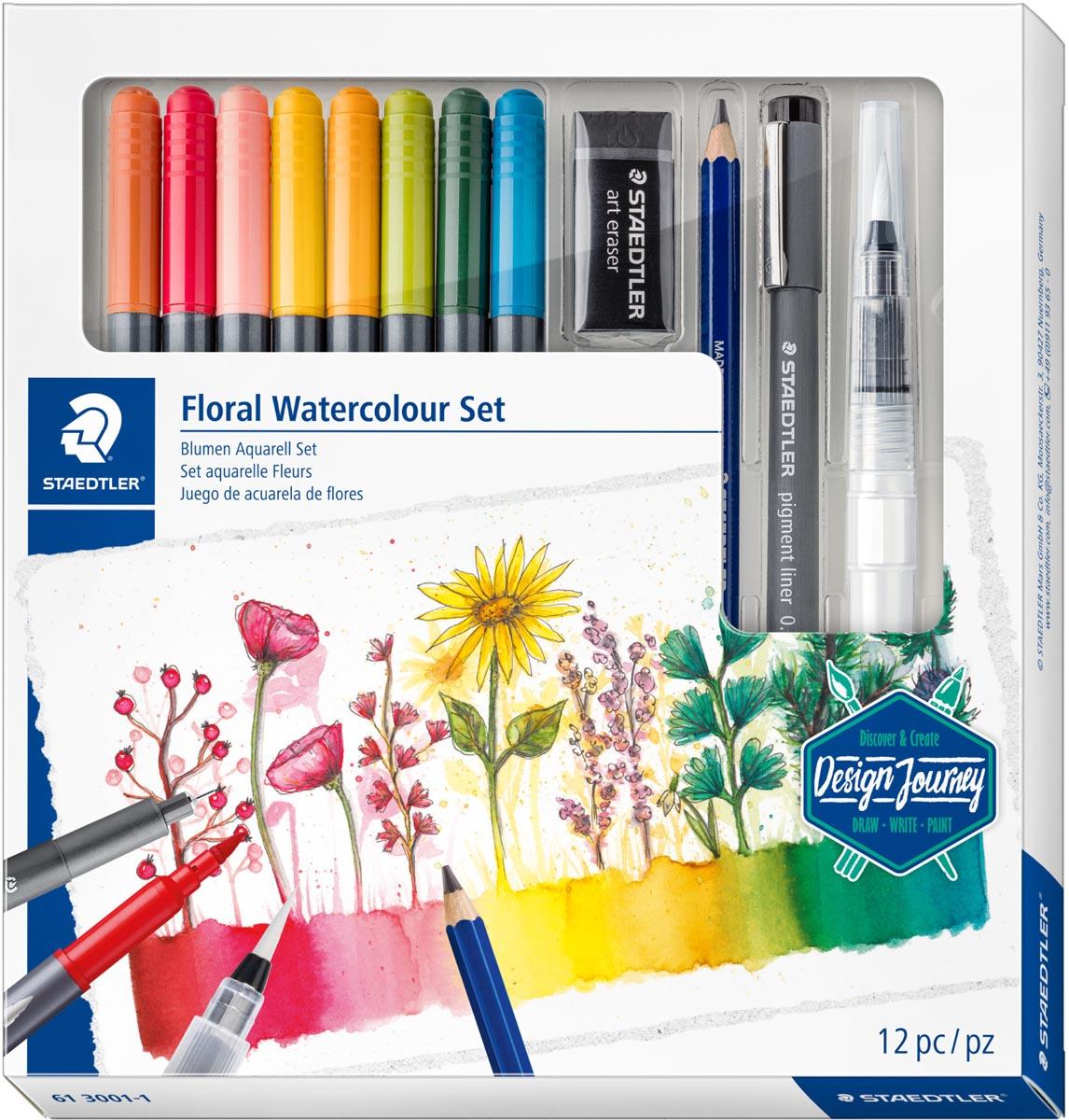 Staedtler Floral Watercolour Set, set van 12 stuks