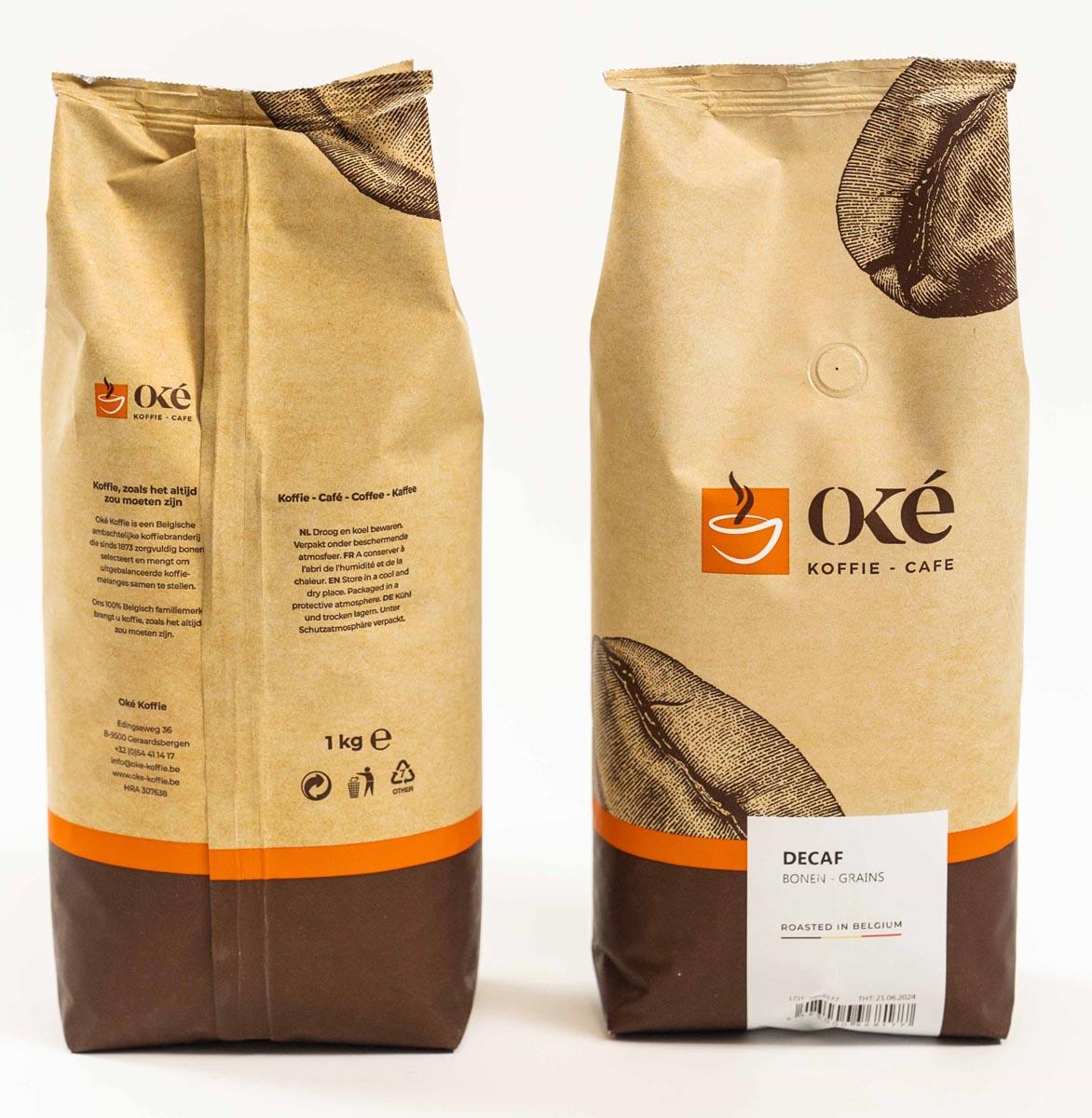 Oké koffiebonen, zak van 1 kg, Deca