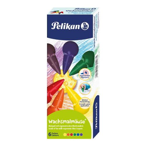 Pelikan waskrijtjes in muisvorm, assorti, doos van 6 stuks