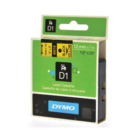 Dymo D1 tape 9 mm, zwart op geel