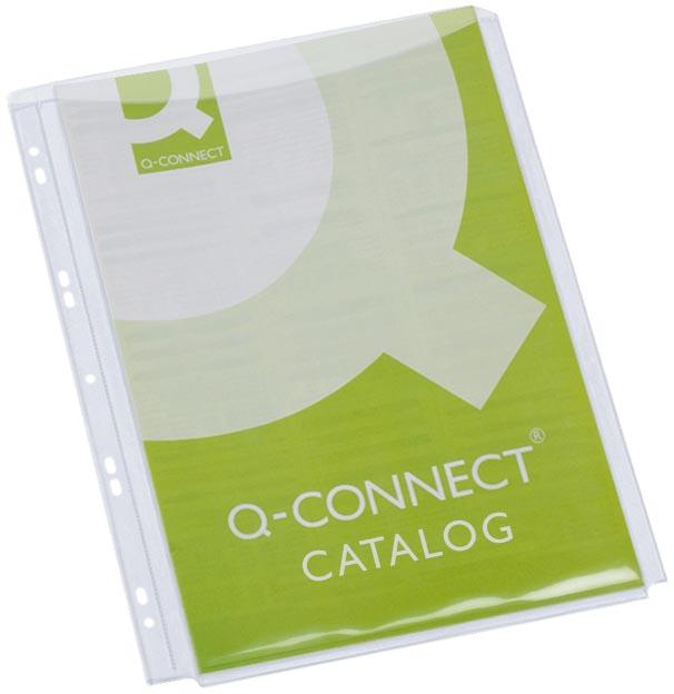 Q-CONNECT geperforeerde showtas A4 9-gaatsperforatie PP transparant pak van 5 stuks