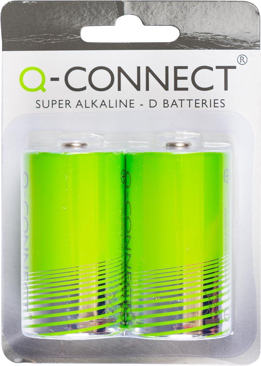 Q-CONNECT batterij, alkaline, D, blister van 2 stuks