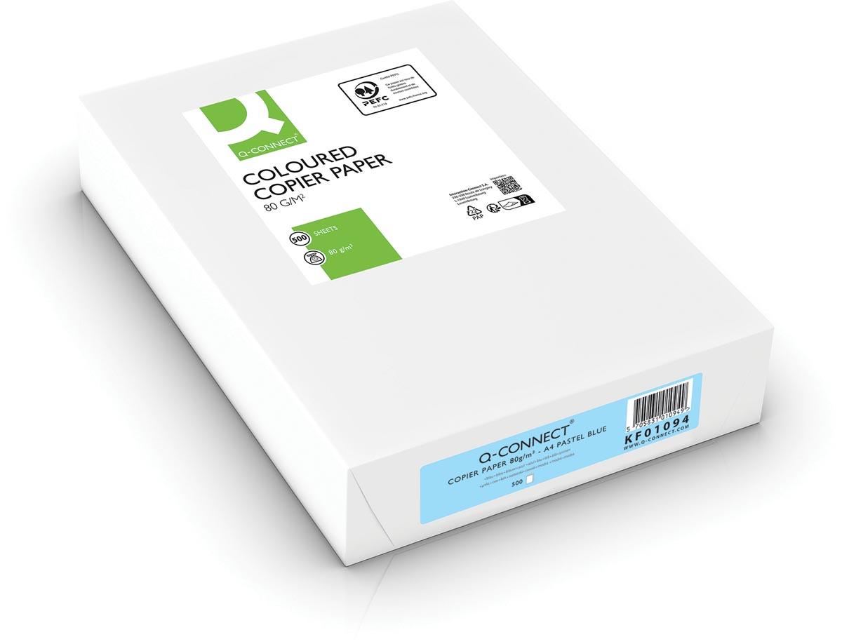 Q-CONNECT gekleurd kopieerpapier, A4, 80g, pak van 500 vel, lichtblauw
