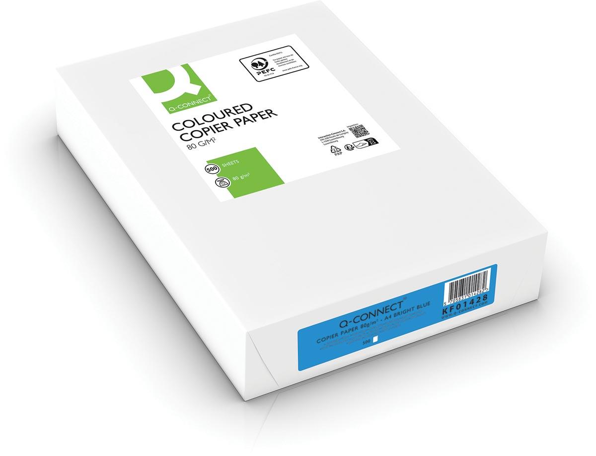 Q-CONNECT gekleurd kopieerpapier, A4, 80g, pak van 500 vel, felblauw