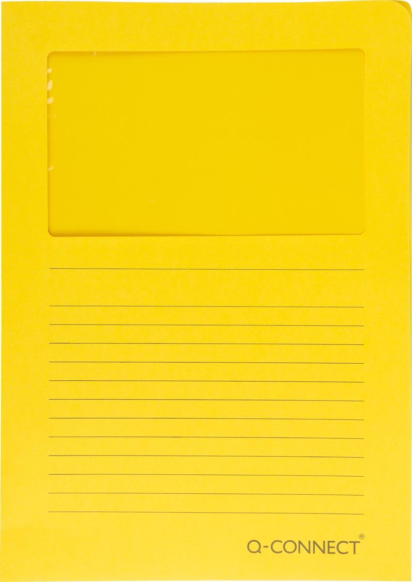 Q-CONNECT L-map met venster, 120 g/m², A4, pak van 100 stuks, geel