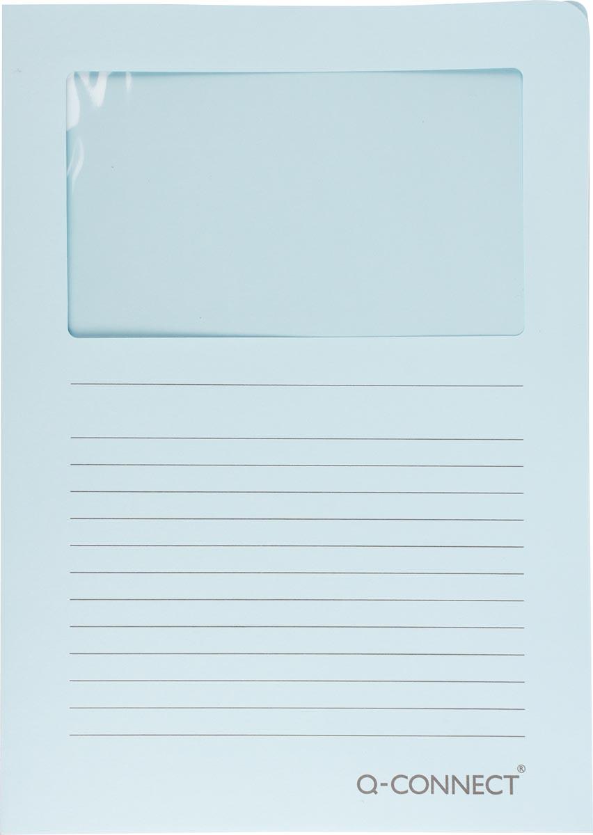 Q-CONNECT L-map met venster, 120 g/m², A4, pak van 100 stuks, lichtblauw