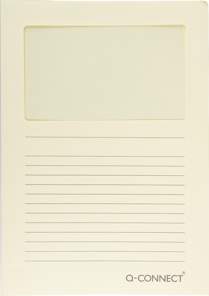 Q-CONNECT L-map met venster, 120 g/m², A4, pak van 100 stuks, lichtgeel