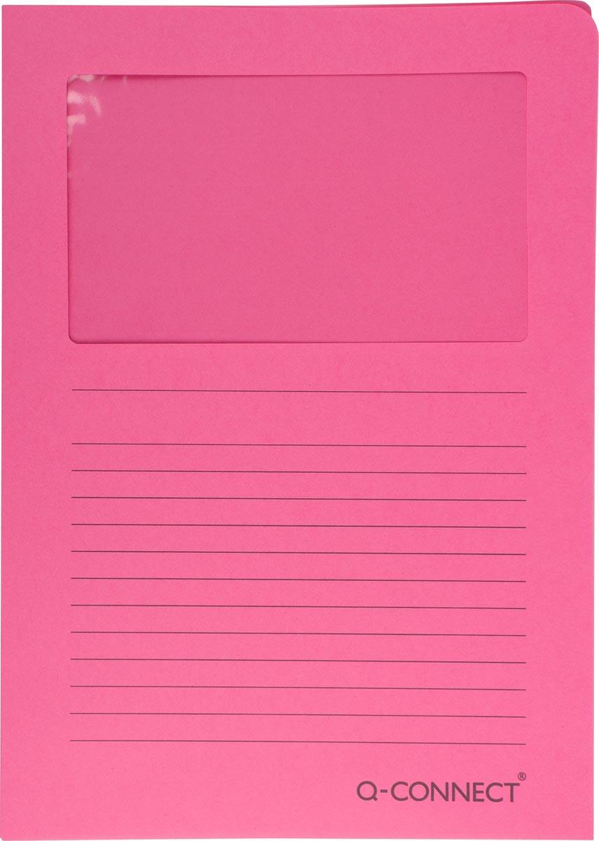 Q-CONNECT L-map met venster, 120 g/m², A4, pak van 100 stuks, roze