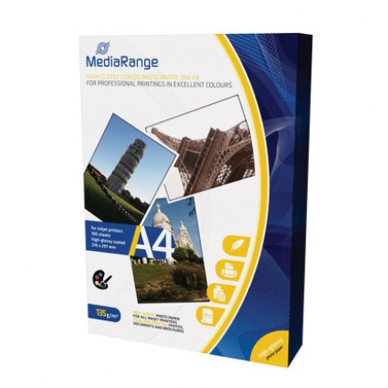 MediaRange 135 g DIN A4 inkjet fotopapier, glanzend, 100 vel