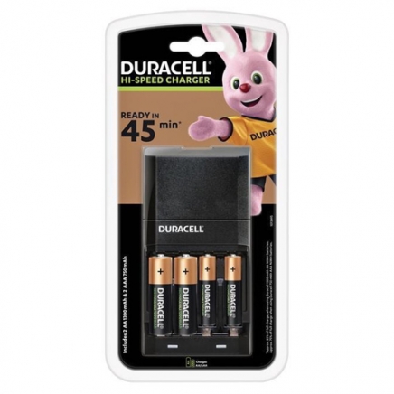 Duracell Batterijlader – Laadt op in 45 minuten, inclusief 2 AA en 2 AAA batterijen