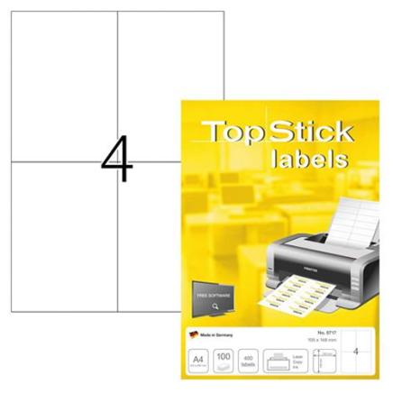 etiketten - 4 per vel, ft 105 x 148, rechte hoeken, pak van 400 etiketten