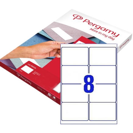 Pergamy etiketten - 8 per vel, ft 105 x 74,1, rechte hoeken, doos van 800 etiketten