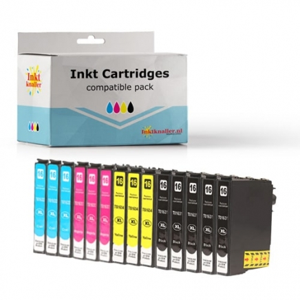 Compatible - Epson T1636 (16XL) TRIO pack 12 inktcartridges HC + 2 x zwart extra