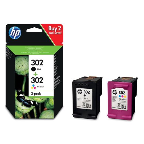 HP inktcartridge 302, 165 - 190  pagina's, OEM X4D37AE, 1 x zwart en 1 x 3 kleuren