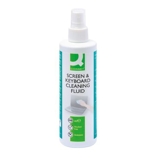 Q-CONNECT reinigingsspray voor scherm en toetsenbord, spuitbus van 250 ml