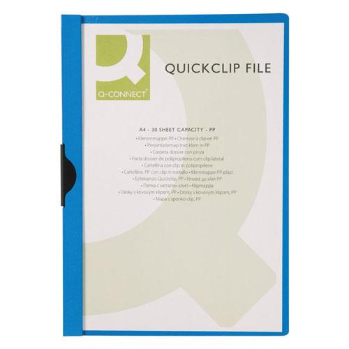 Q-CONNECT Klemmap metalenclip A4 30 vel Transparant blauw