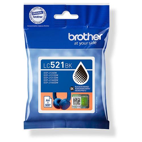 Brother inktcartridge, 500 pagina's, OEM LC-521BK, zwart