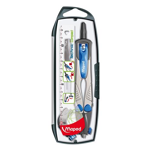 Maped passer Technic Compact 4-delige passerdoos: 1 passer Technic Compact, 1 universeel inzetstuk, 1 ...