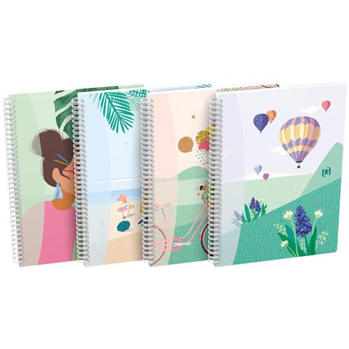 Oxford Horizons spiraalschrift, ft B5, 120 bladzijden, geruit 5 mm, geassorteerde kleuren