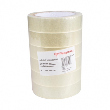 Pergamy plakband PP ft 25 mm x 66 m - 6 rollen