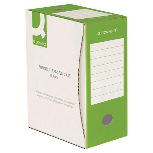 Q-CONNECT archiefdoos, A4, rug 15 cm, in karton van 400 g/m², wit-groen