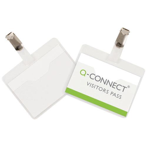 Q-CONNECT badge met clip 90 x 60 mm, doos van 25 stuks