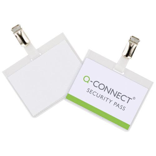 Q-CONNECT badge met clip 90 x 60 mm, doos van 25 stuks