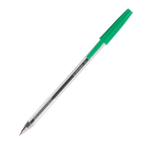 Q-CONNECT balpen, met dop, 0,7 mm, medium punt, groen, doos van 50 stuks