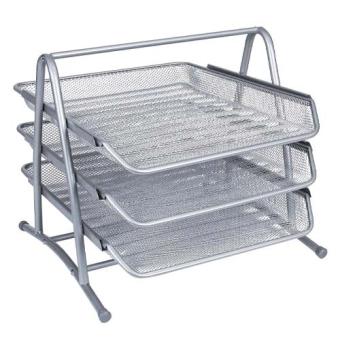 Q-CONNECT 3 brievenbakjes, mesh metaal, ft A4, zilver