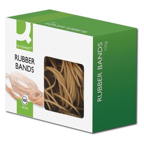 Q-CONNECT elastieken, breedte 1,5 mm, lengte 80 mm, nr 18, doosje van 100 g