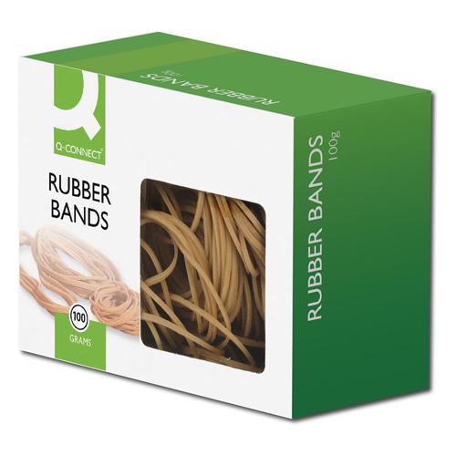 Q-CONNECT elastieken, breedte 1,5 mm, lengte 100 mm, nr 20, doosje van 100 g