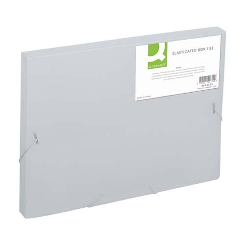 Q-CONNECT elastobox, met elastieken, A4, rug 25 mm, transparant