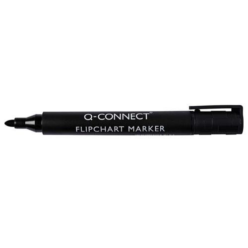 Q-CONNECT flipchartmarker, 2-3 mm, ronde punt, met clip, zwart