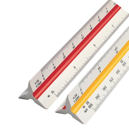 rotring driekantige schaallat 1:20; 1:25; 1:50; 1:75; 1:100 en 1:125
