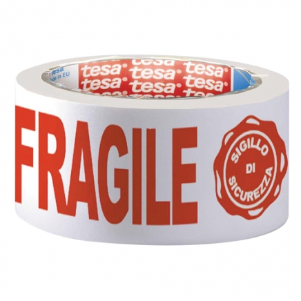 Tesa verpakkingsplakband: FRAGILE, ft 50 mm x 66 m