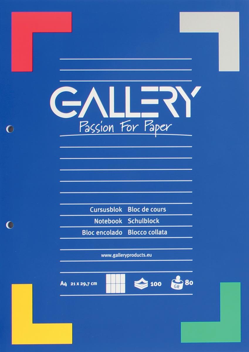 Gallery cursusblok, ft A4, 80 g/m², 2-gaatsperforatie, commercieel geruit, 100 vel