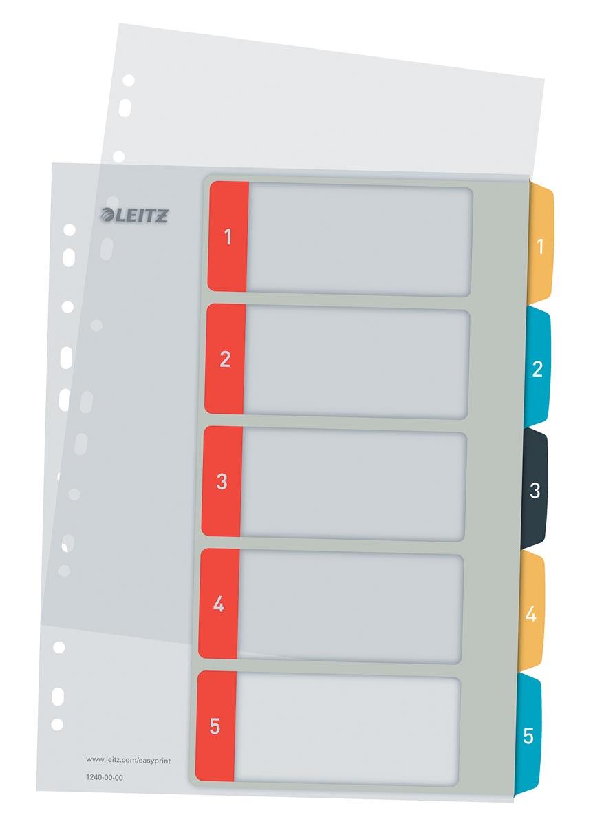 Leitz Cosy tabbladen, ft A4, 11-gaatsperforatie, PP, geassorteerde kleuren, set 1-5