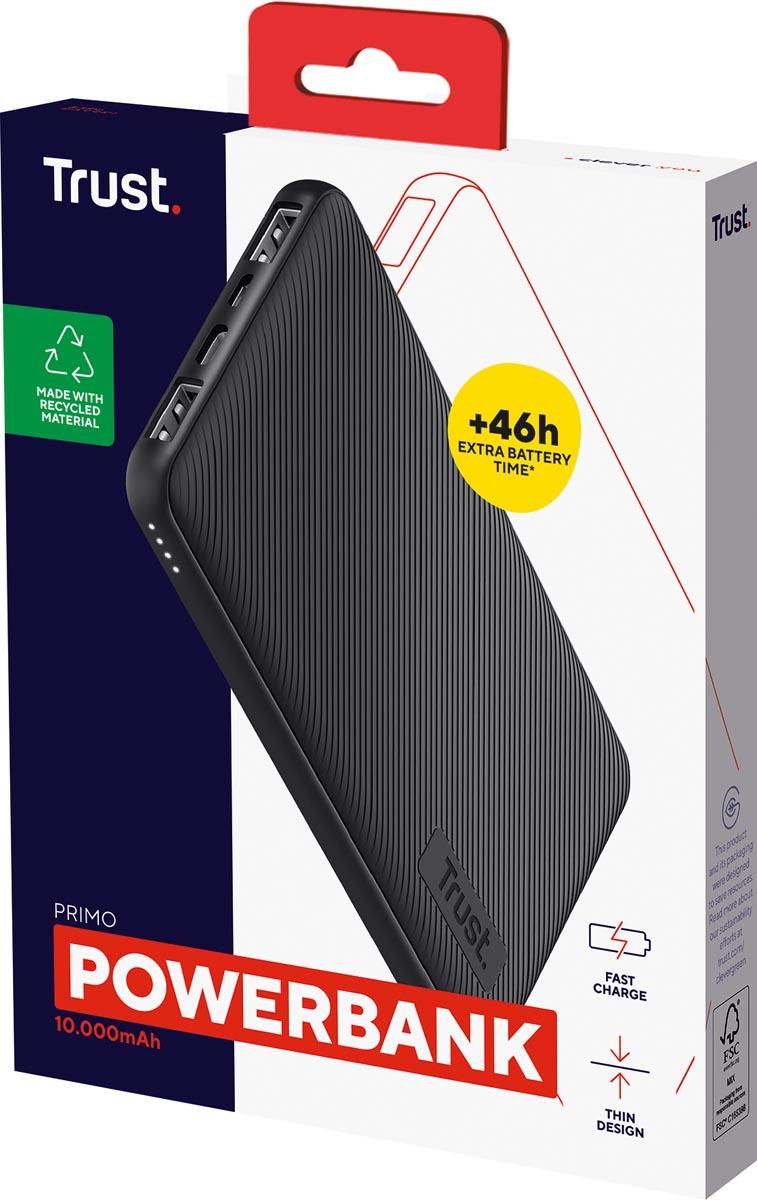 Trust Primo Eco powerbank, 10.000 mAh, zwart