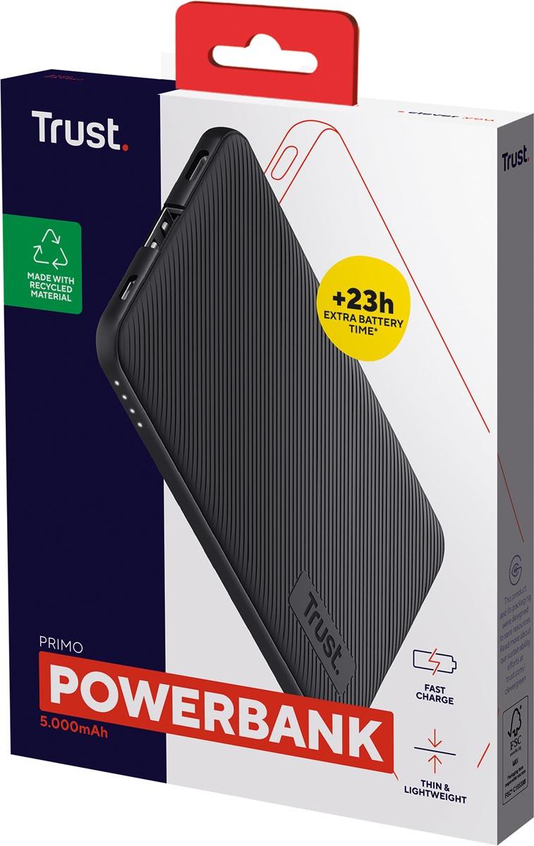 Trust Primo Eco powerbank, 5.000 mAh, zwart