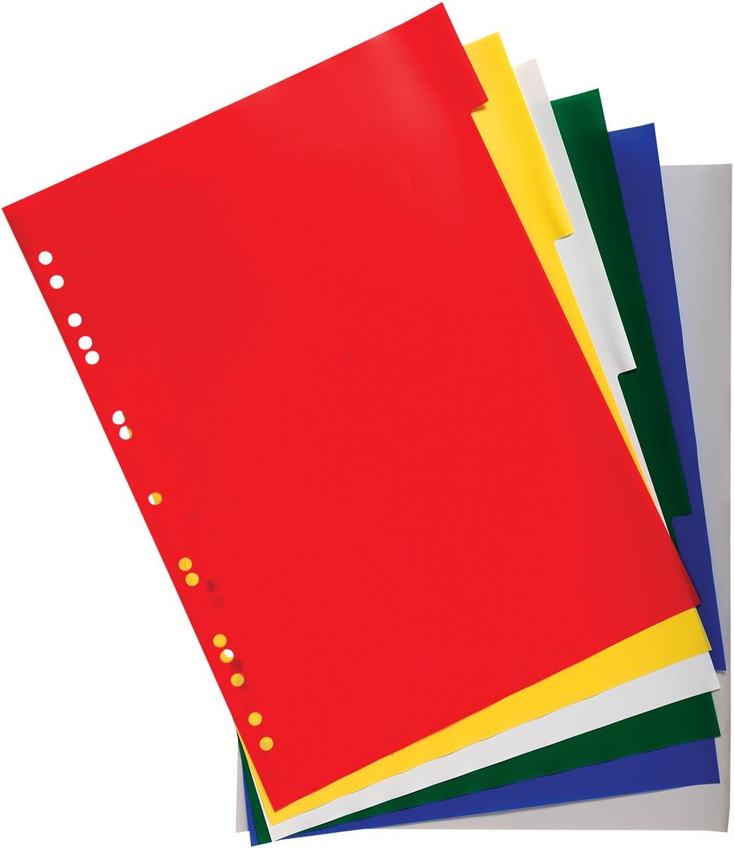 Exacompta tabbladen voor ft A4, uit PP 12/100e, 6 tabs, geassorteerde kleuren