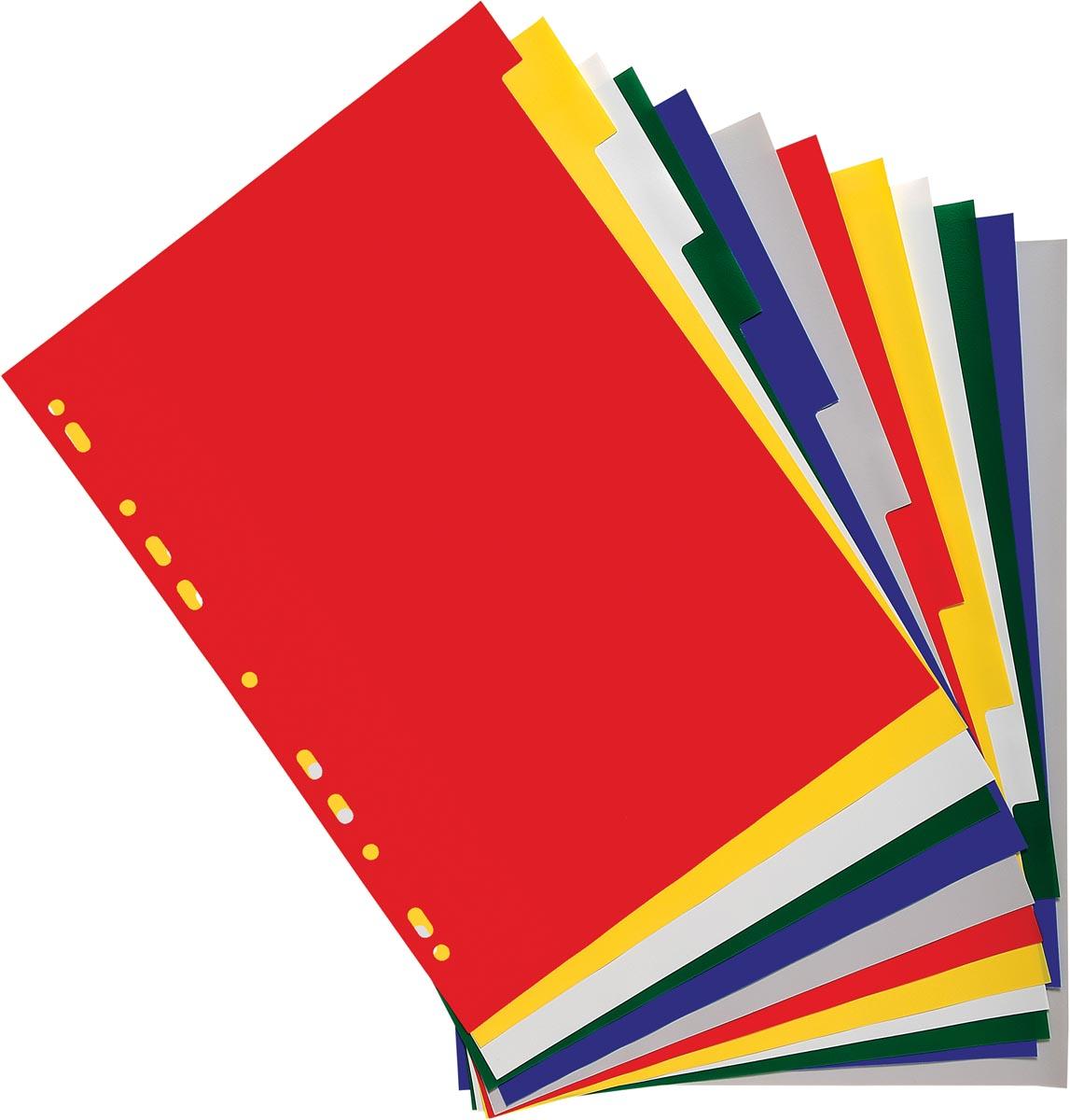 Exacompta tabbladen voor ft A4, uit PP 12/100e, 12 tabs, geassorteerde kleuren