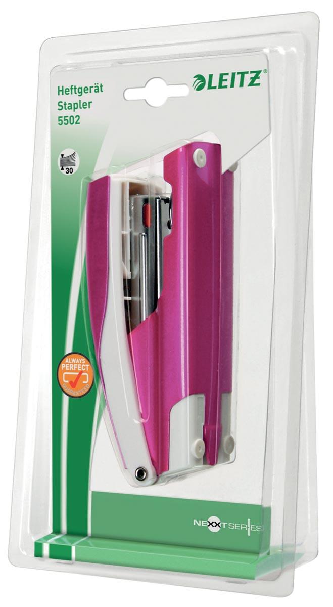Leitz NeXXt WOW 5502 nietmachine, roze metallic, op blister