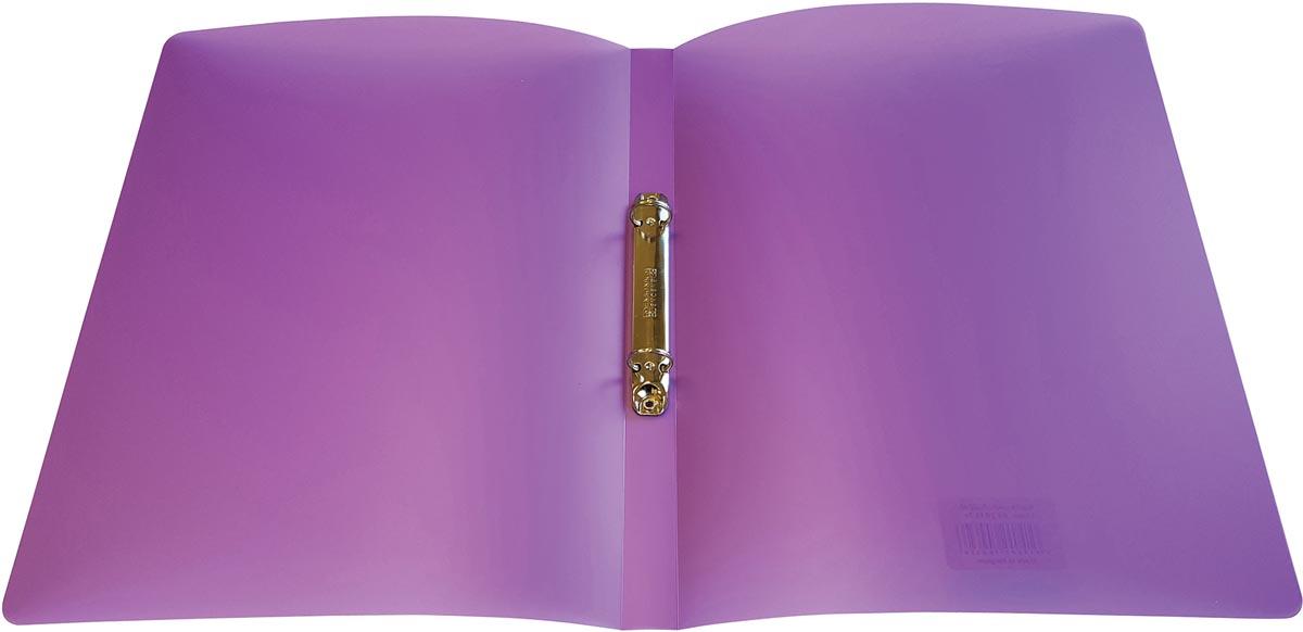 Alpha ringmap, voor ft A4, uit PP, 2 ringen van 16 mm, transparant paars